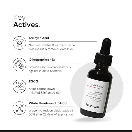 Minimalist Salicylic Acid Serum - Minimalist 2% Salicylic Acid Serum - BHA Based Exfoliant  - Exfoliant for acne prone skin - Salicylic Acid Serum For Acne - Blackheads & Open Pores - skinsavvy